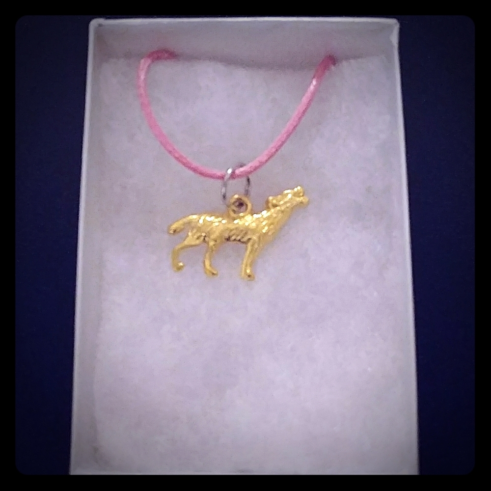 Gold Howling Wolf Necklace